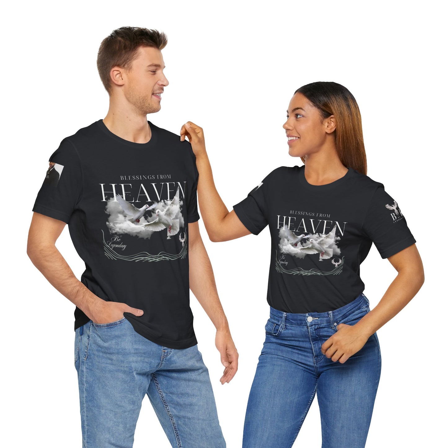 Be Legendary "Pearly Gates" Inspirational Unisex Tee: 'Blessings from Heaven' - Orange Short Sleeve Shirt