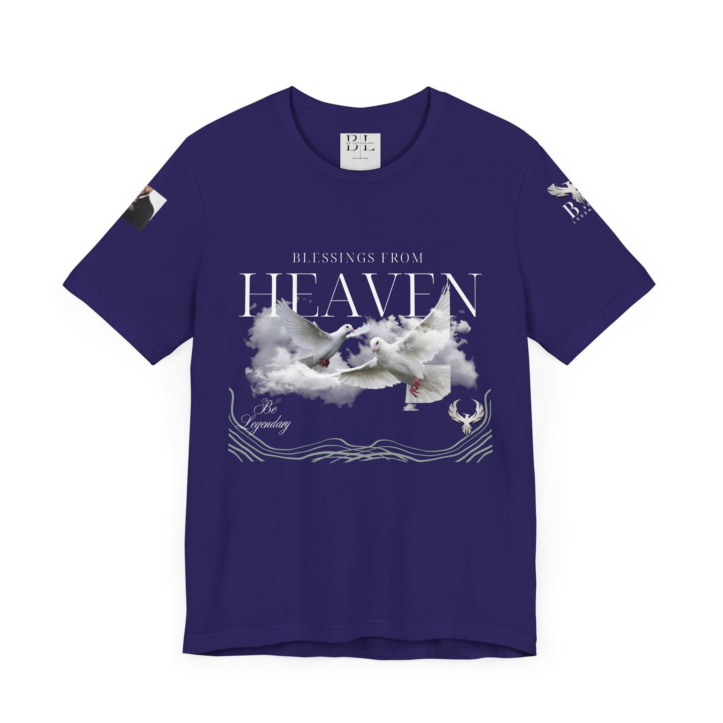 Be Legendary "Pearly Gates" Inspirational Unisex Tee: 'Blessings from Heaven' - Orange Short Sleeve Shirt