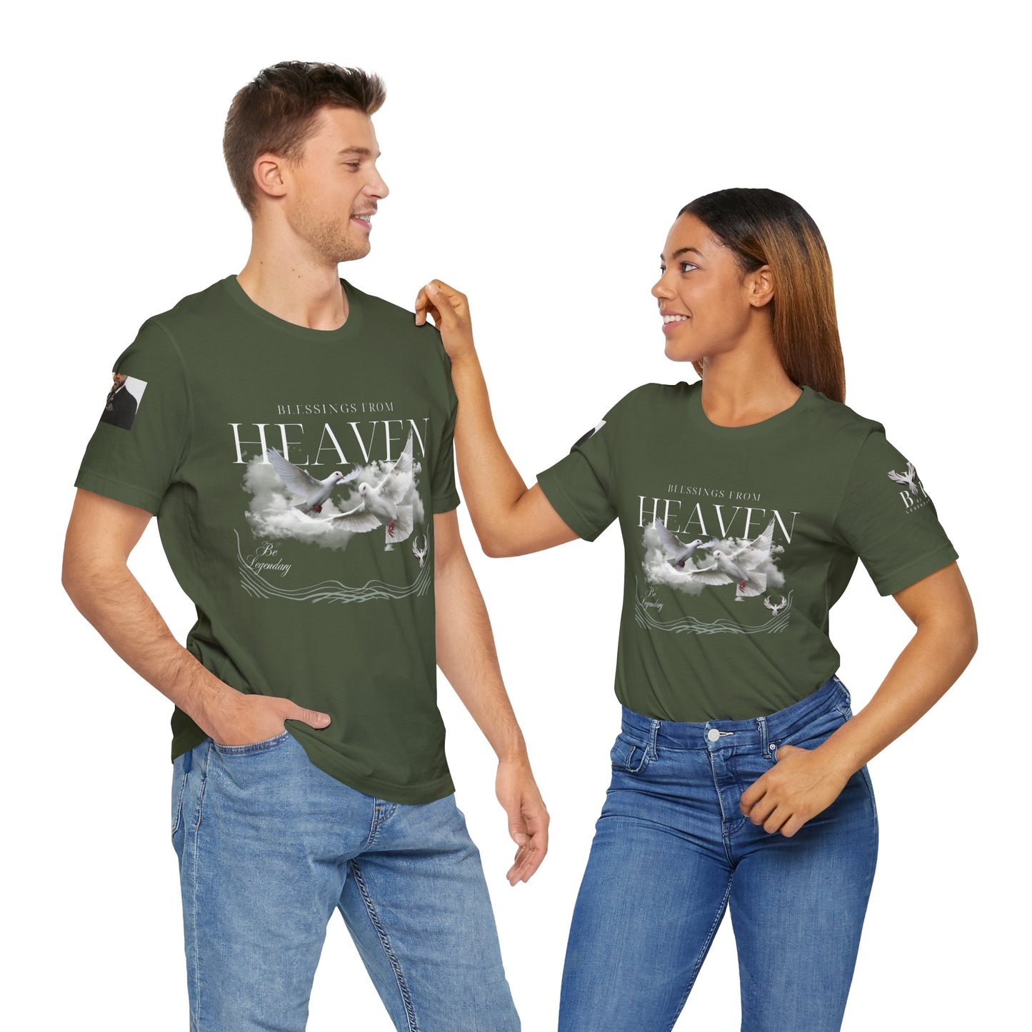 Be Legendary "Pearly Gates" Inspirational Unisex Tee: 'Blessings from Heaven' - Orange Short Sleeve Shirt