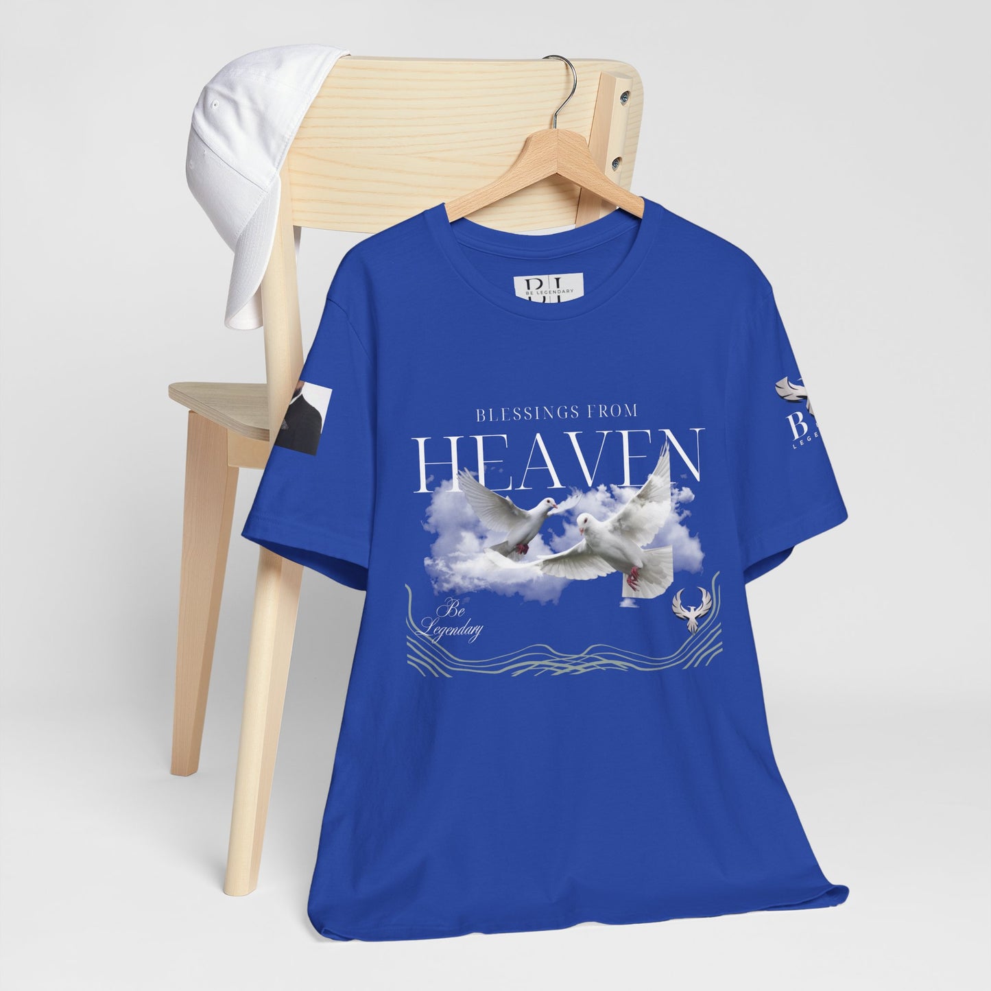 Be Legendary "Pearly Gates" Inspirational Unisex Tee: 'Blessings from Heaven' - Orange Short Sleeve Shirt