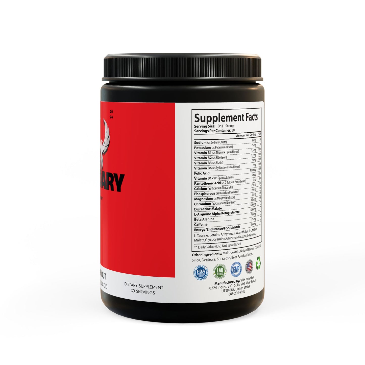Be Legendary Pre-Workout Supplement, Watermelon (300g, 10.58oz)