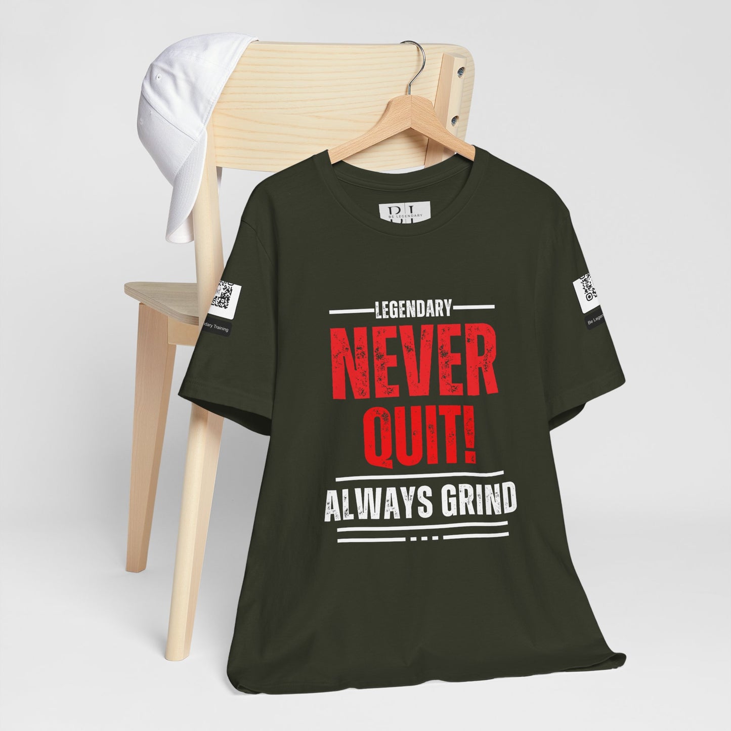 Be Legendary "Never Quit" Unisex Tee - Motivational Short Sleeve Shirt