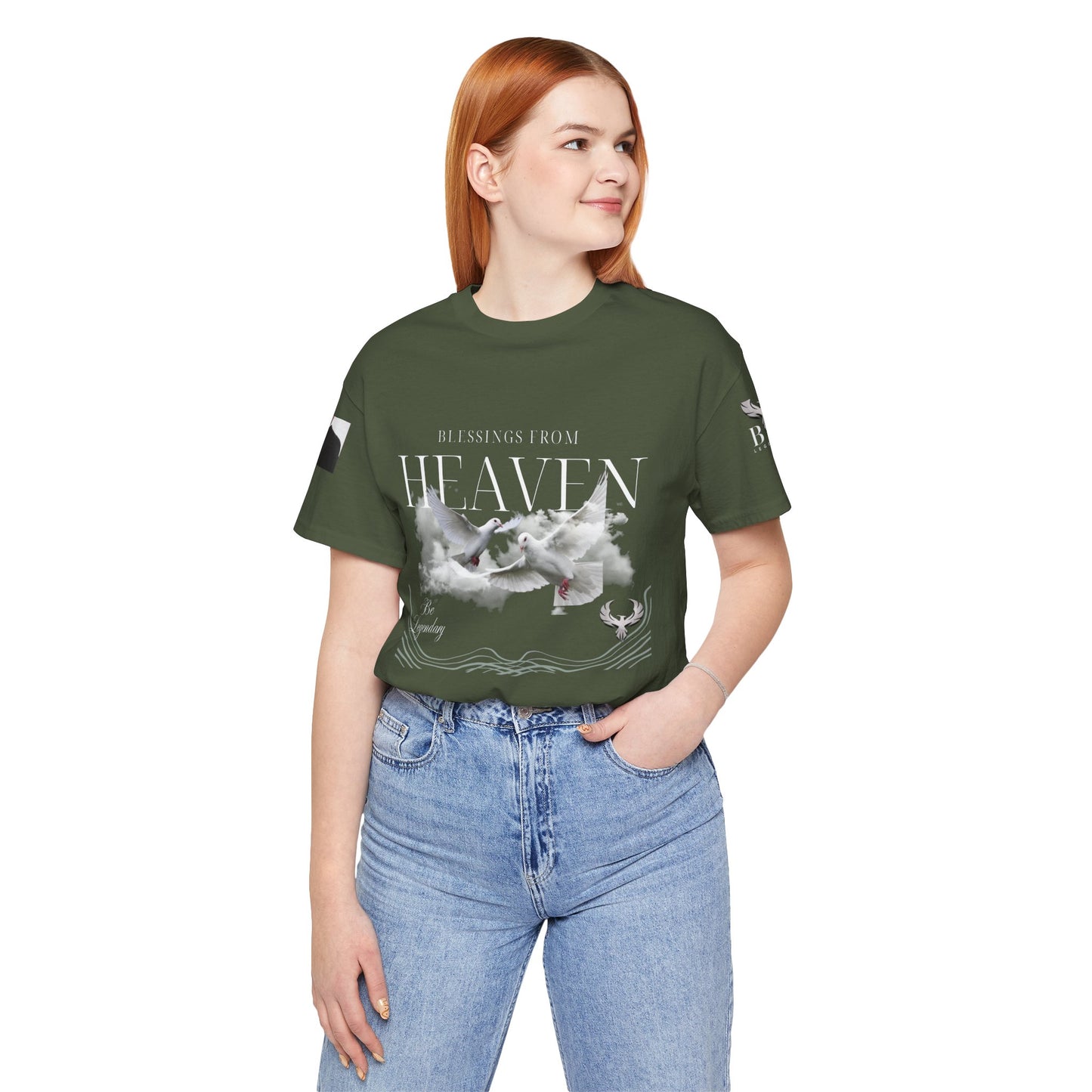 Be Legendary "Pearly Gates" Inspirational Unisex Tee: 'Blessings from Heaven' - Orange Short Sleeve Shirt
