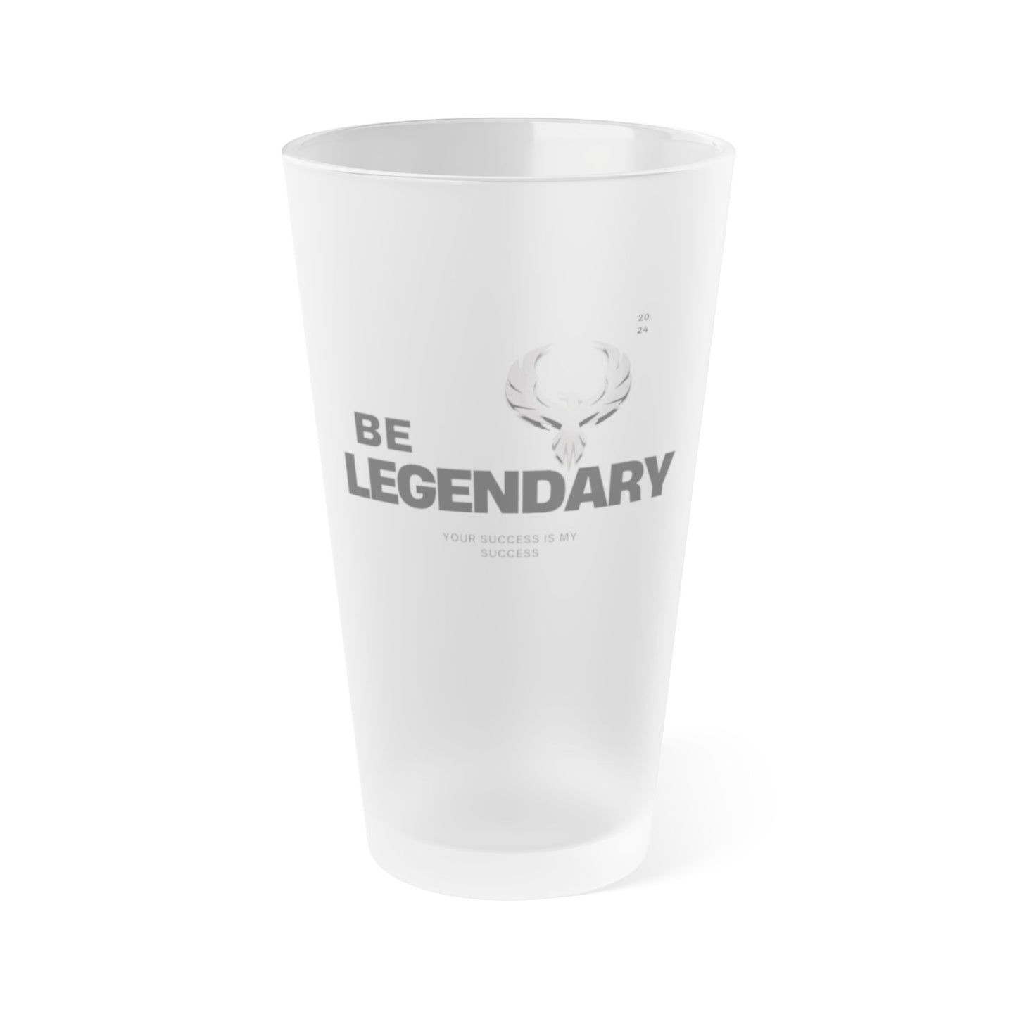 Be Legendary Frosted Pint Glass - 16oz Motivational Drinkware for Celebrations & Gifts