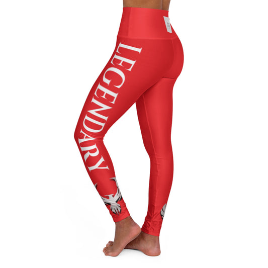 Be Legendary "Good Lawd" High Waisted Yoga Leggings - Bold Red Floral Design for Active Lifestyle