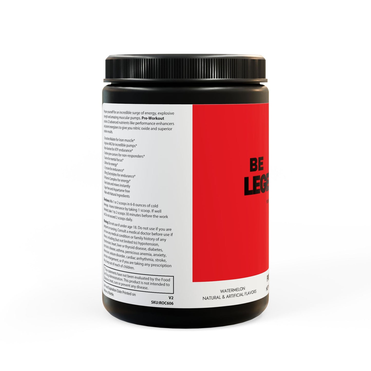 Be Legendary Pre-Workout Supplement, Watermelon (300g, 10.58oz)