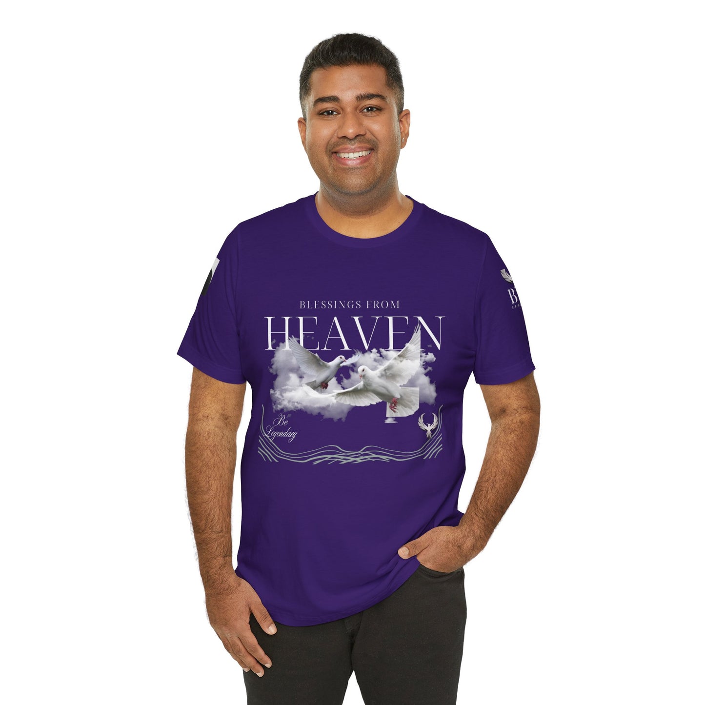 Be Legendary "Pearly Gates" Inspirational Unisex Tee: 'Blessings from Heaven' - Orange Short Sleeve Shirt