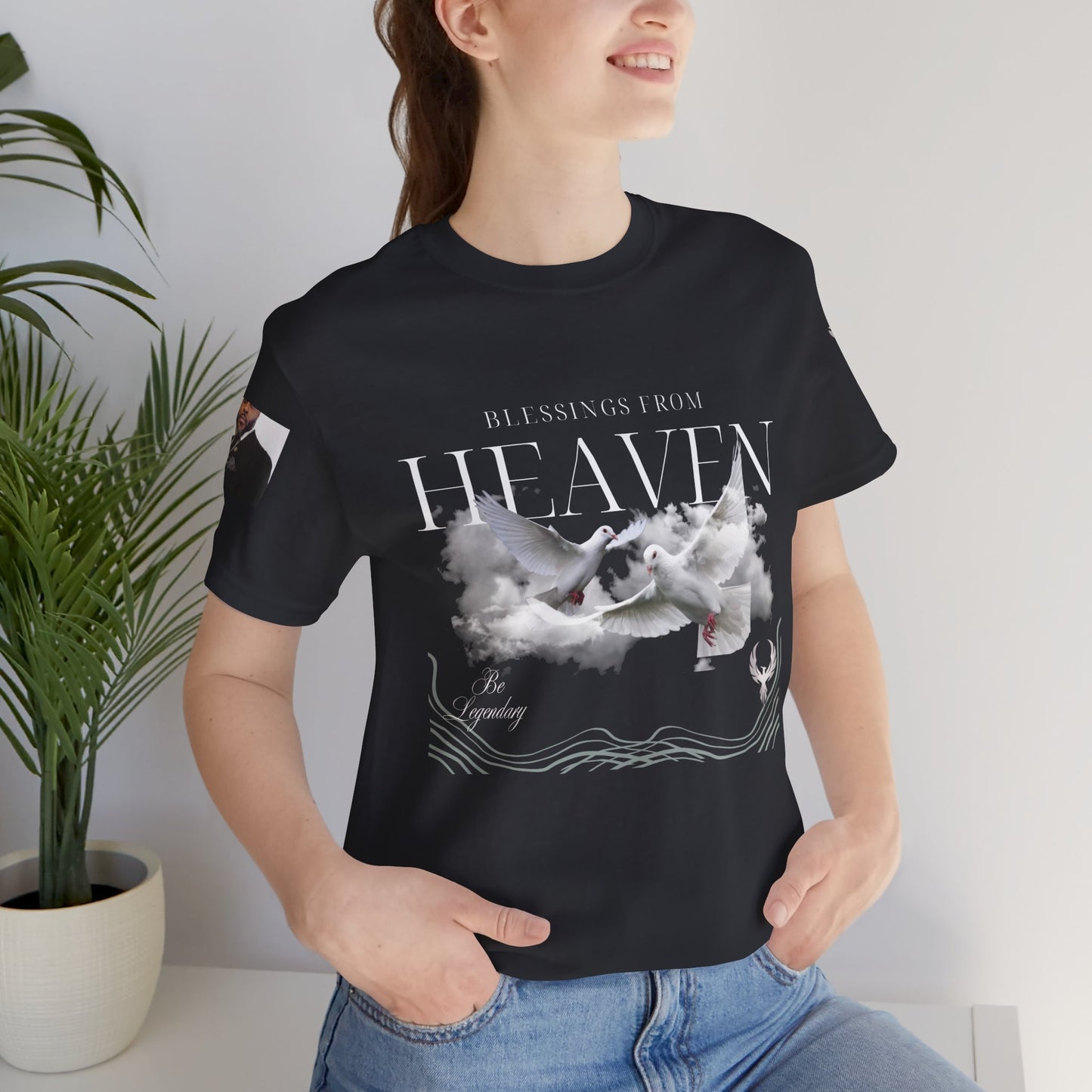 Be Legendary "Pearly Gates" Inspirational Unisex Tee: 'Blessings from Heaven' - Orange Short Sleeve Shirt
