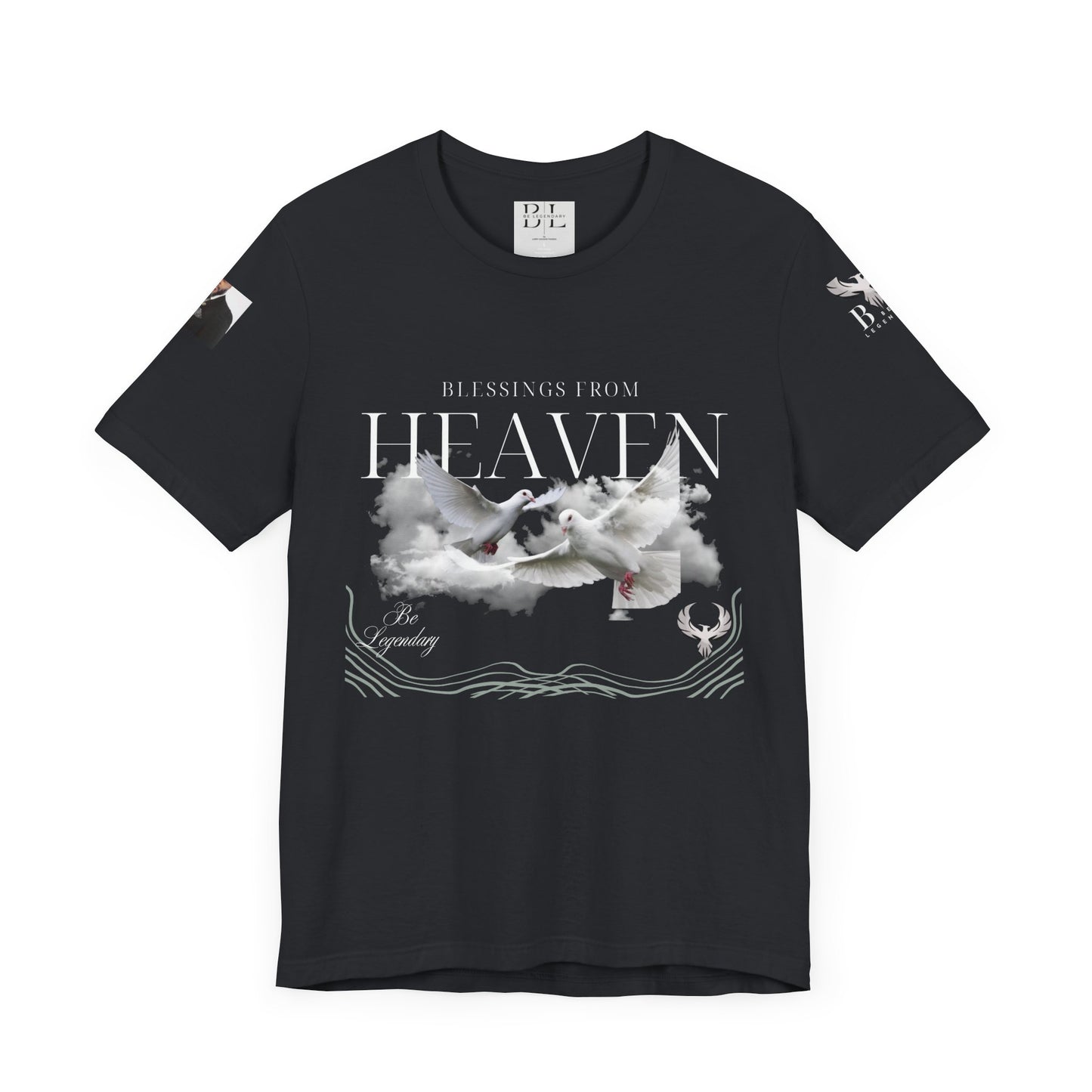 Be Legendary "Pearly Gates" Inspirational Unisex Tee: 'Blessings from Heaven' - Orange Short Sleeve Shirt
