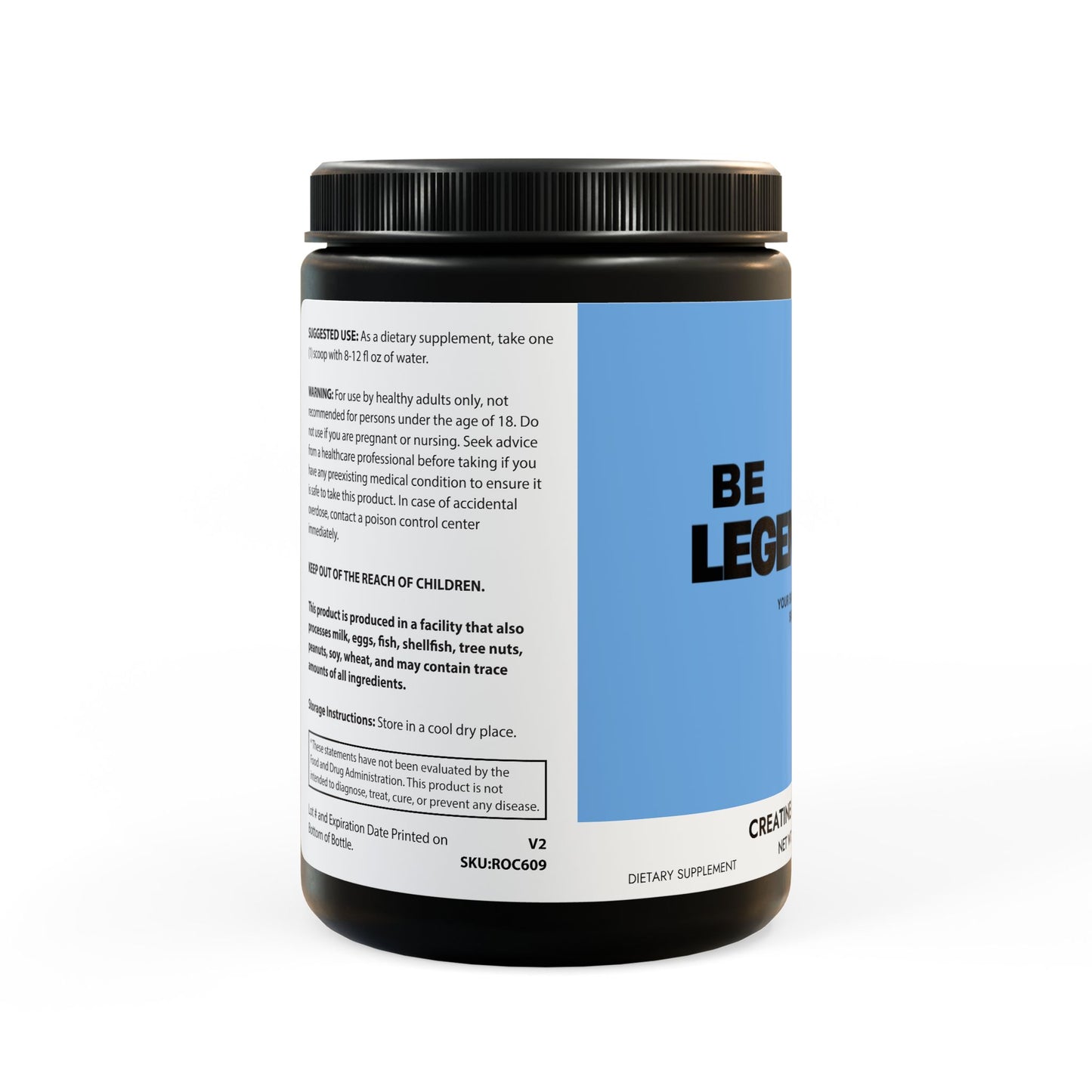 Be Legendary Creatine Monohydrate Supplement (300g, 10.58oz)